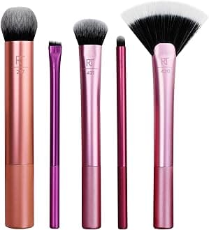 Artist Essential Makeup Brush Set, Includes Eye Liner Brush and Foundation Brush, Set of 5 - Multicolor