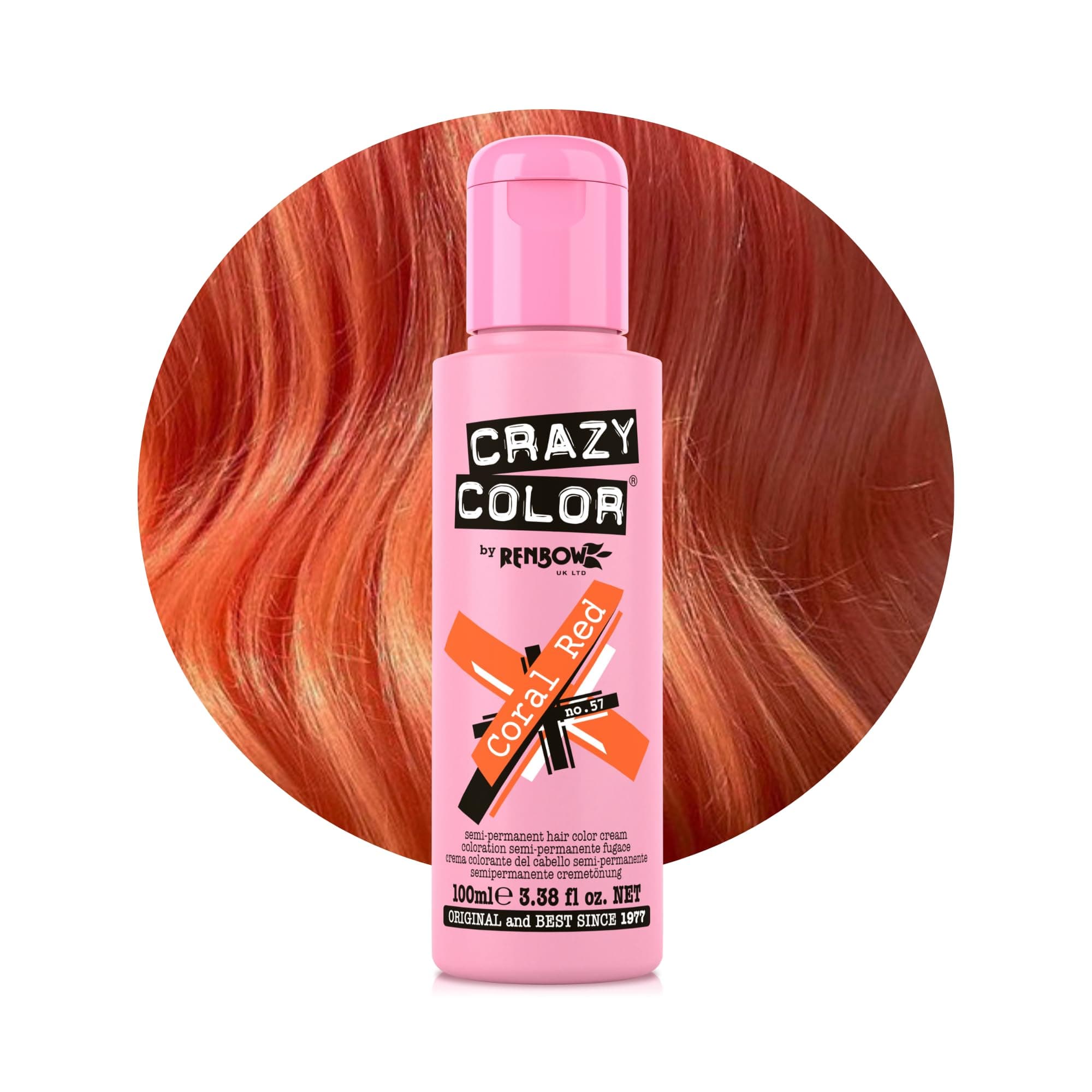 Crazy Color Vibrant Coral Red Semi-Permanent Hair Dye. Highly Pigmented Copper Conditioning & Oil Nourishing Vegan Formula | No Bleach or Ammonia | 100ml