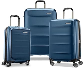 Octiv Pro 3-Piece Hardside Lightweight (21/24/28) Front Pocket Carry-On Pro, Medium & Large-Checked Luggage Set, Expandable, Four Spinner Wheels, Adjustable Handle, TSA Lock – Blue