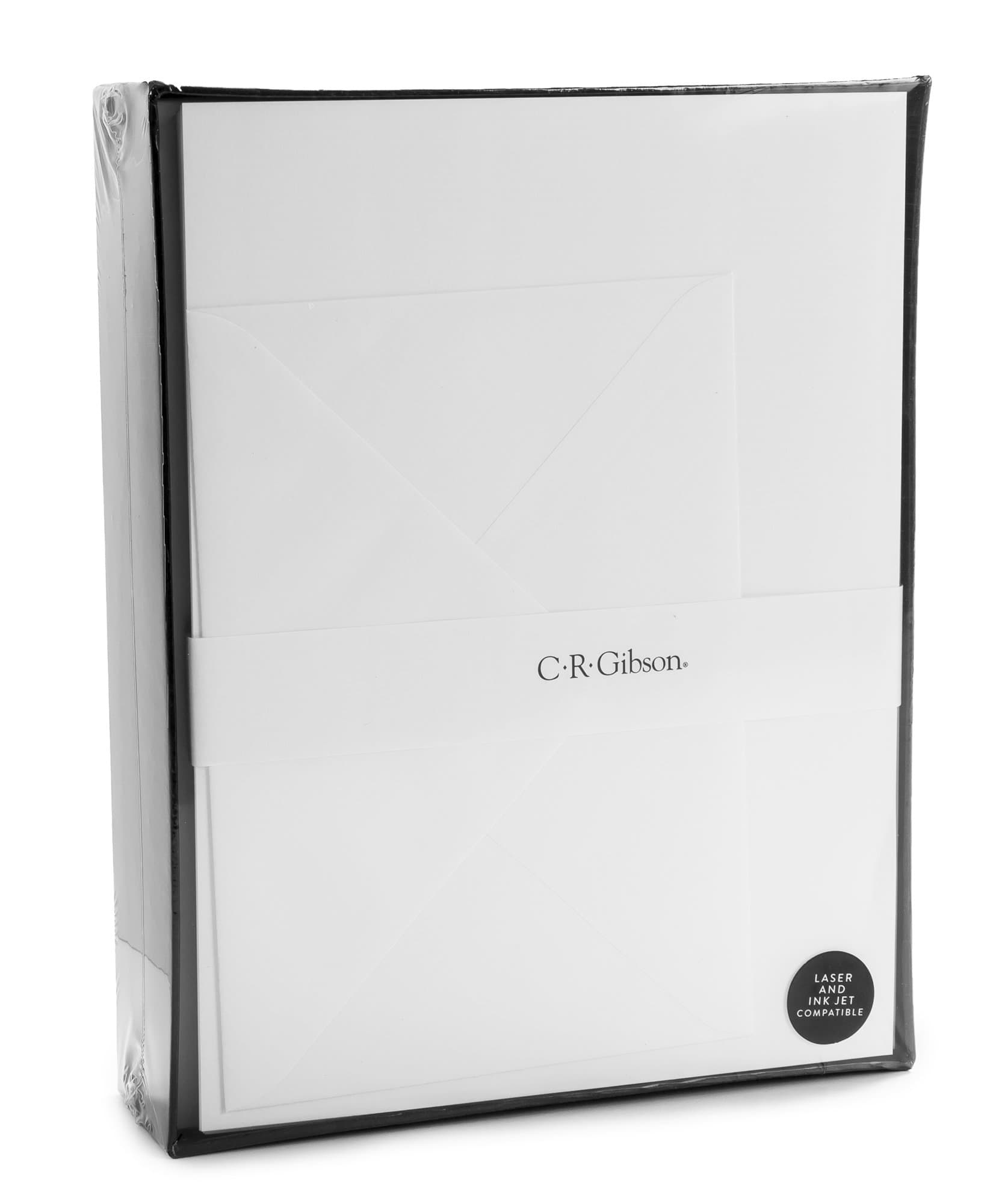 C.R. Gibson White Boxed Letter Papers with Envelopes, 40pc, 6'' W x 8'' H