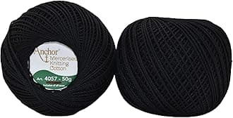 HUNNY- BUNCH® Premium Anchor Mercerised Knitting Crochet Cotton Thread Yarn Balls for Knitting, Weaving, Embroidery, DIY and Craft Making (Art. 4057) 50G - Pack of 1 (Black)