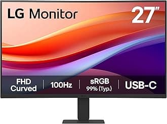 Monitor 27U421A – Curved FHD 1080p VA 27 inch, 100Hz, 5ms, Computer desktop display Flicker safe & Reader Mode, USB-C, HDMI, Matte Black