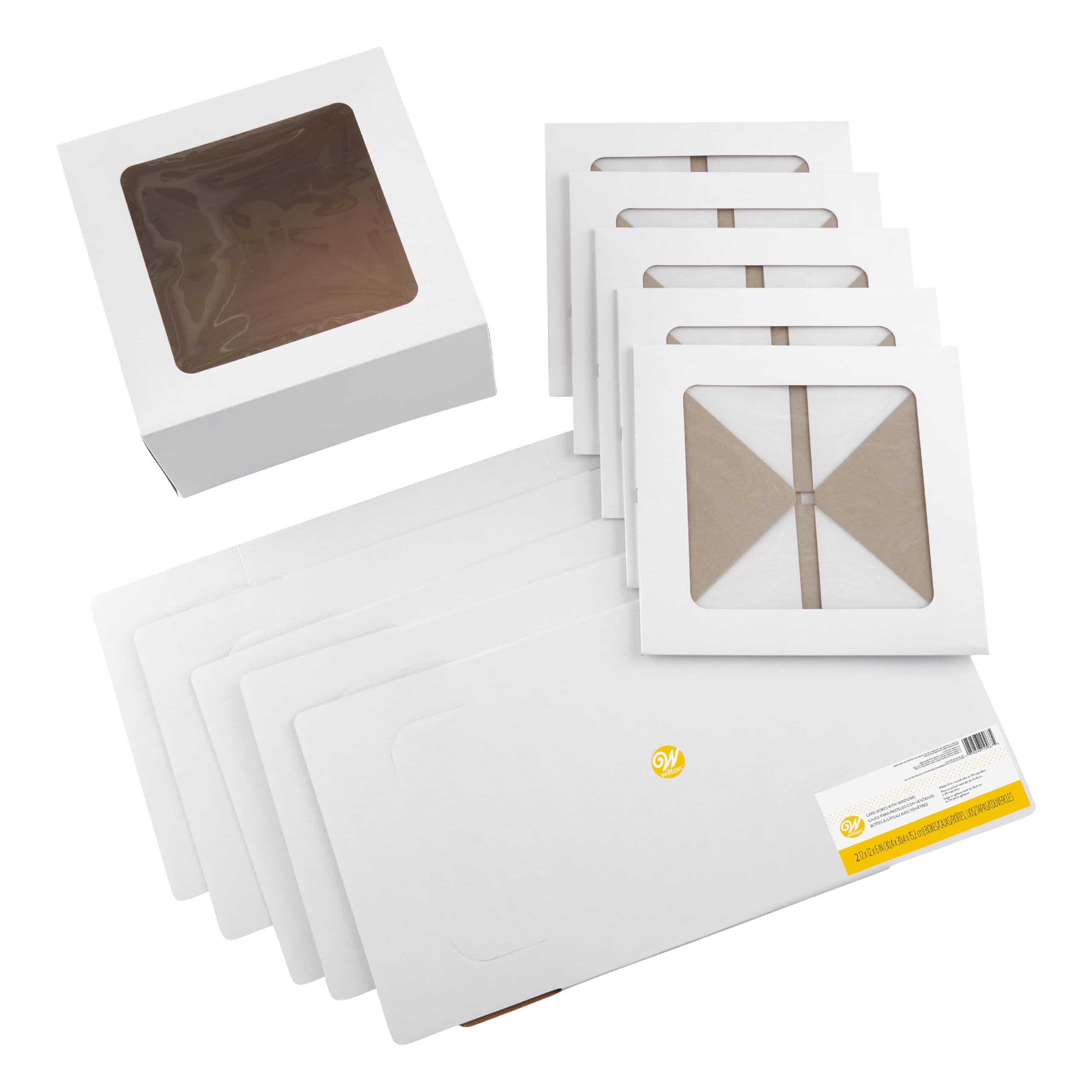 12-Inch Cake Boxes with Windows for 10-Inch Cakes, White, Sturdy Cardboard, 6-Count