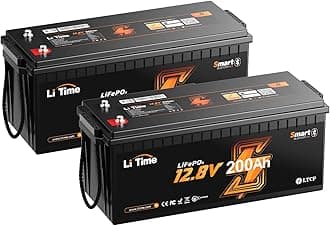 Litime 2Pack 12V 200Ah LiFePO4 Lithium Deep Cycle Battery Bluetooth, Low-Temp Protection, 2560Wh Energy Max. 1280W Load, Built-in 100A BMS, Up to15000 Cycles, Perfect for RV, Solar Energy Storage
