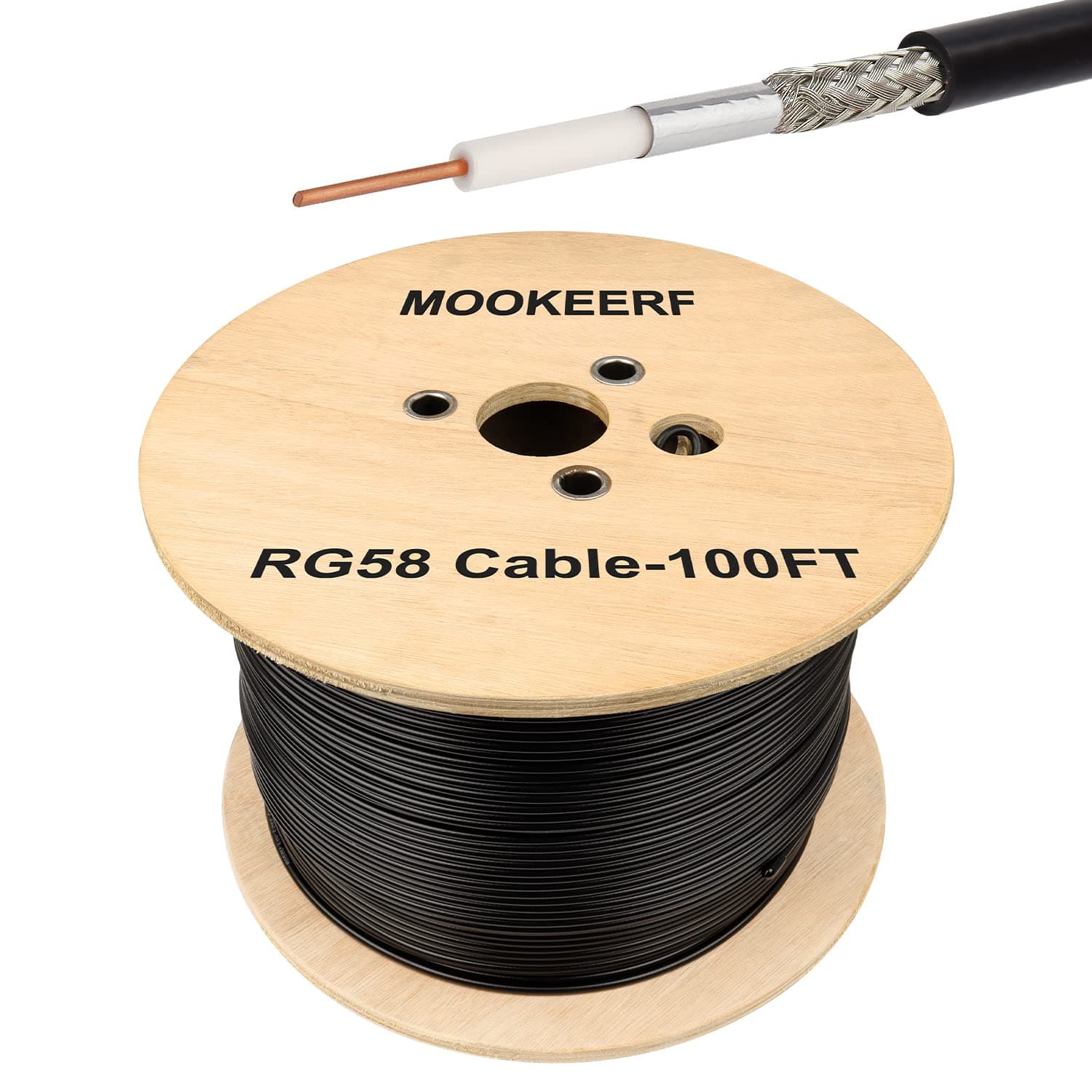 RG58 Coaxial Cable - 100ft Low Loss 50 Ohm Coax for WiFi/Router Signal Booster Amplifier Extension