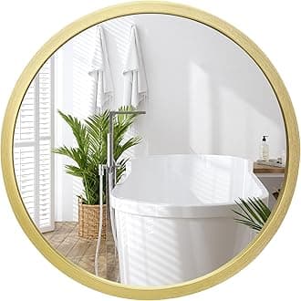 Americanflat 20" Framed Round Gold Mirror - Large Circle Mirror for Bathroom, Bedroom, Entryway, Living Room - Large Circular Modern Mirror for Wall Decor
