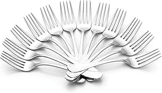 Parage 12 Pieces Stainless Steel Dinner Forks Set - Fork Set for Home and Kitchen, 12-Pieces Fruit Fork for Dining Table, Shiny and Sturdy Handle Forks with Round Edge