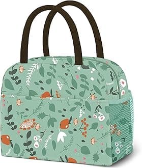 Lunch Bag Lunch Box for Women Men Reusable Insulated Lunch Tote Bag, Handbags Case High Capacity for Travel Work Picnic, Green Leaves