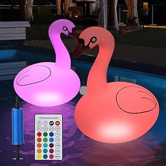 Solar Floating Pool Lights 2PCS, Waterproof Swan Pool Lights That Float, Light Up LED Swimming Pool Accessories, Inflatable Solar Power Lights Outdoor Decorations for Garden, Path, Yard, Patio