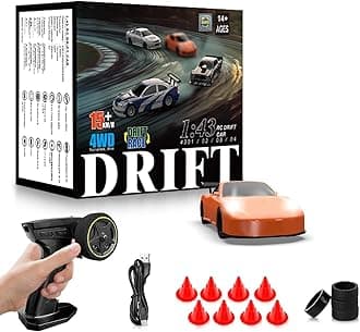 RC Drift car, 1/43 Mini Rc Drift car with Gyroscope, 2.4GHz Full Proportional Remote control Cars, 4WD High Speed Racing with Lights, Racing Tires, Model Cars Gift for Adults, Kids, Boys, Girls