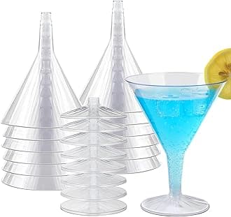 30 Count 7oz Clear Hard Plastic Martini Glasses Disposable Cocktail Glasses, Plastic Dessert Cups for Martini, Margarita, Cocktail, Dessert, Party