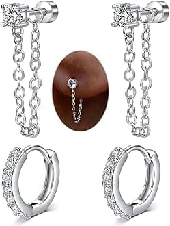 MODRSA Silver Gold Cartilage Earring for Women Hypoallergenic Flat Back Earrings Threadless Helix Earring Tragus Studs 6mm Cartilage Jewelry Flatback Surgical Steel Butterfly Heart Earrings for Women