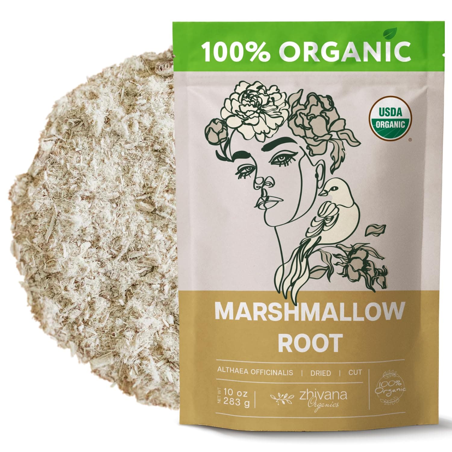 Organic Marshmallow Root Tea (10oz.) - Dried Marshmellow Root Herb (Althaea Officinalis) - Natural Alternative That Helps with Throat Coat, Cough, Gut Lining