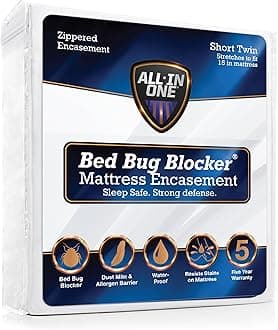 All-in-One Mattress Protector, Zippered Encasement, Water & Stain Resistant, Triple Seal Protection, RV Short Twin, White