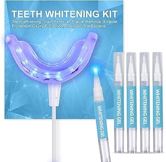 LED Teeth Whitening Kit: Blue Light Teeth Whitener with Bleaching Gel - Effectively Removes Stains from Coffee, Tea & Smoking - Safe, Fast, and Gentle for Sensitive Teeth