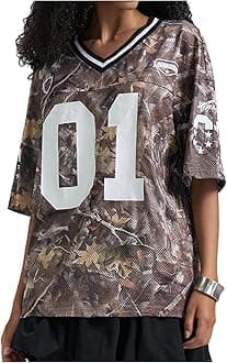 SOLY HUX Jersey Shirts for Women Y2k Graphic Number Oversized Tees V Neck Half Sleeve Cute Soccer Streetwear T Shirt Tops