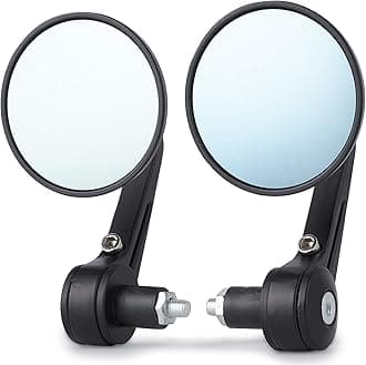 5002 7/8’’ Vintage Cafe Racer Motorcycle Handlebar End Mirror Black Round for Honda Kawasaki Suzuki Yamaha with 7/8'' Handlebar