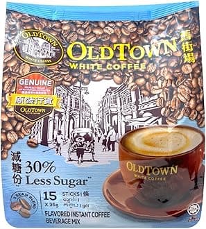 OLD Town (3 in 1)- Taste Premix White 25% Less Sugar Coffee- Don't Need Creamer & Sugar-make Your Life Easier - (35g - 40g) /Stick (25% Less Sugar), 525g (18.5 oz)