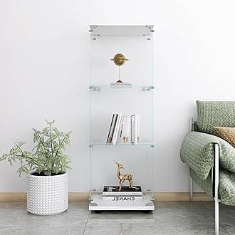 Yoluckea 3 Shelves Glass Display Cabinet with Door,Floor Standing Clear Glass Curio Cabinet Collection Display Case for Living Room Bedroom 49.41”x15.16”x13.58” White (Quick Assembly)