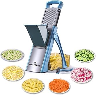 Upgrade Safe Mandoline Slicer Plus, Biger Size, Adjustable Vegetable Food Chopper Potato Fries Cutter, Detachable Blade, Kitchen Chopping Artifact, Gift (SkyBlue)