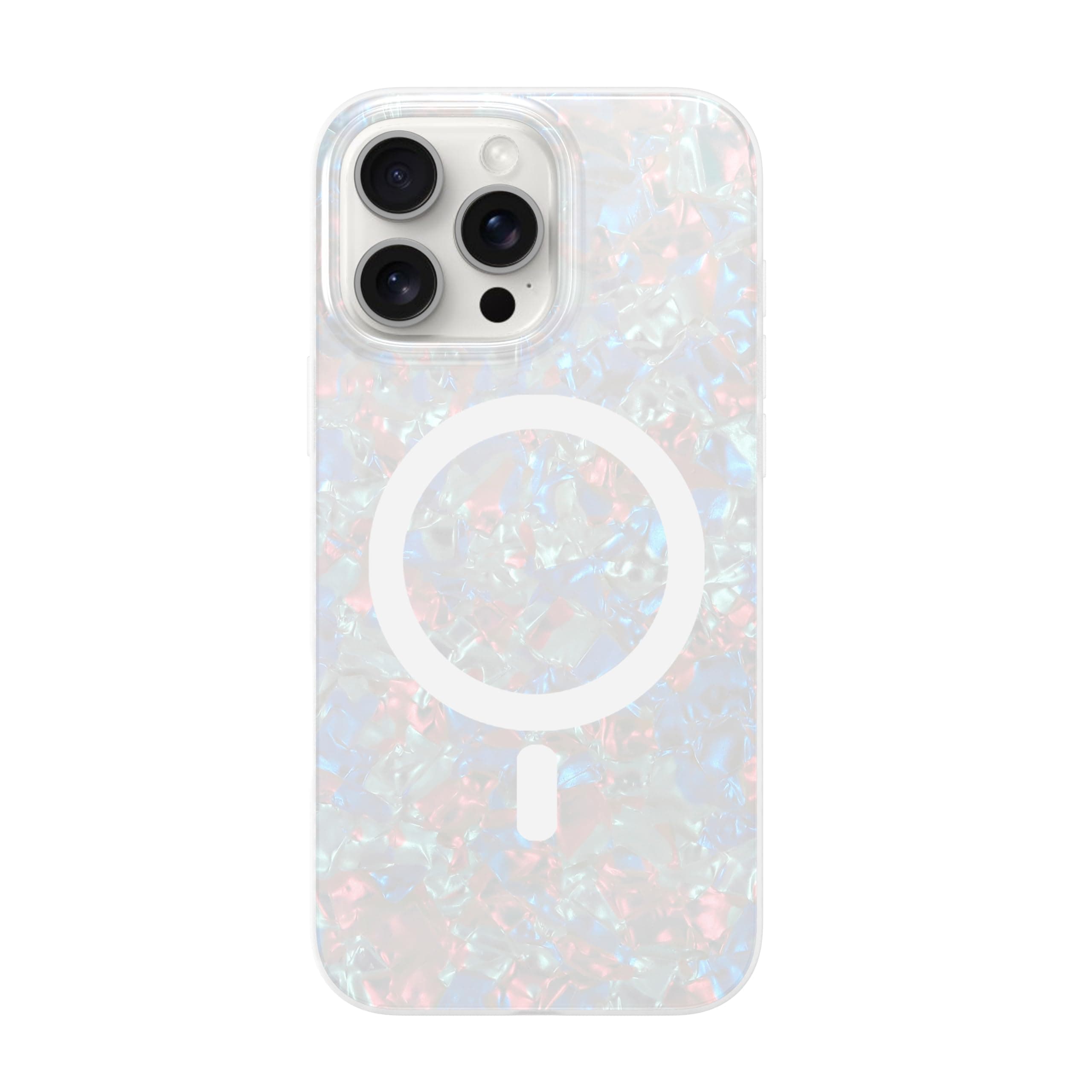 LONLI Hue - for iPhone 16 Pro Max Case - White Pearl Tort Phone Case [Comatpiable with Magsafe] - Cute, Unique and Aesthetic Shockproof Cover for Women and Girls