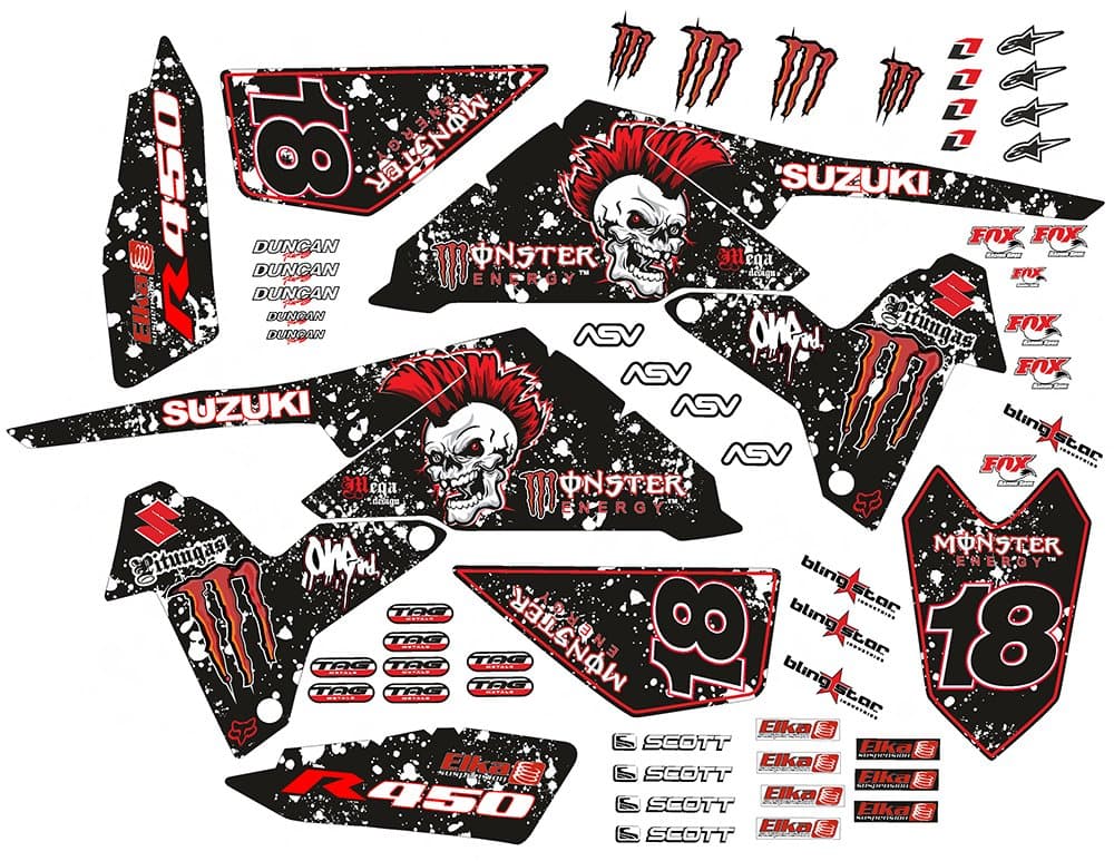ltr450 skulls Customised Quad Graphics Decal Sticker Kit
