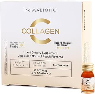PRIMABIOTIC Liquid Collagen - High Collagen Content [10,000 Mg] Per Serving - Hydrolyzed Collagen and 12 Vitamins - Gluten Free- 450 Ml - Pack of 15 Bottles x 30 Ml