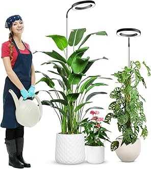 wolezek Grow Lights for Indoor Plants Full Spectrum, 80 LEDs 3 Colors Grow Light, 65in Plant Lights for Indoor Growing with 360°Gooseneck, 6/12/16H Timer, 5 Brightness, Height Adjustable, Black Pair