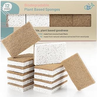 bioGo White 12 Pack Biodegradable Kitchen Sponges