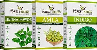 Forest Herbs 100% Organic Henna, Indigo, Amla Powder For Hair Black Combo Each 100Gms