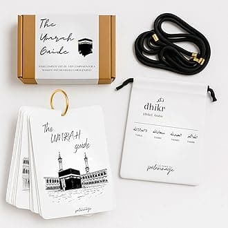Umrah Guide – Umrah Dua Cards | Step-by-Step Portable Umrah Guide with Pouch & Adjustable Lanyard – Waterproof & Durable