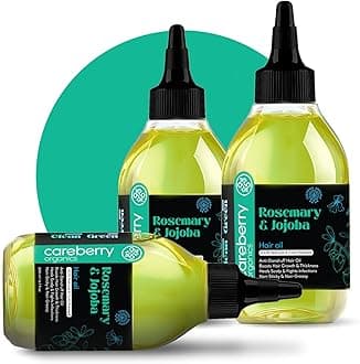 Organic Rosemary & Jojoba Hair Oil For Hair Growth & Dandruff Control, 100% Natural & Organic, Certified Ayurvedic, Cold Pressed Oil, Mineral Oil Free (Pack of 3, 200ml each)
