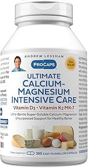 ANDREW LESSMAN Ultimate Calcium-Magnesium Intensive Care with Vitamin D3 & K2 MK7-120 mcg - 360 Capsules – Bone and Skeleton Health Essentials. Gentle, Easy to Swallow, Super Soluble. No Additives
