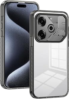 Compatible with Tecno Pova 6 Case,Compatible with Tecno Pova 6 Pro 5G LI9 Transparent Hard Acrylic pc Hard Back Plate Shockproof Protective Case Black