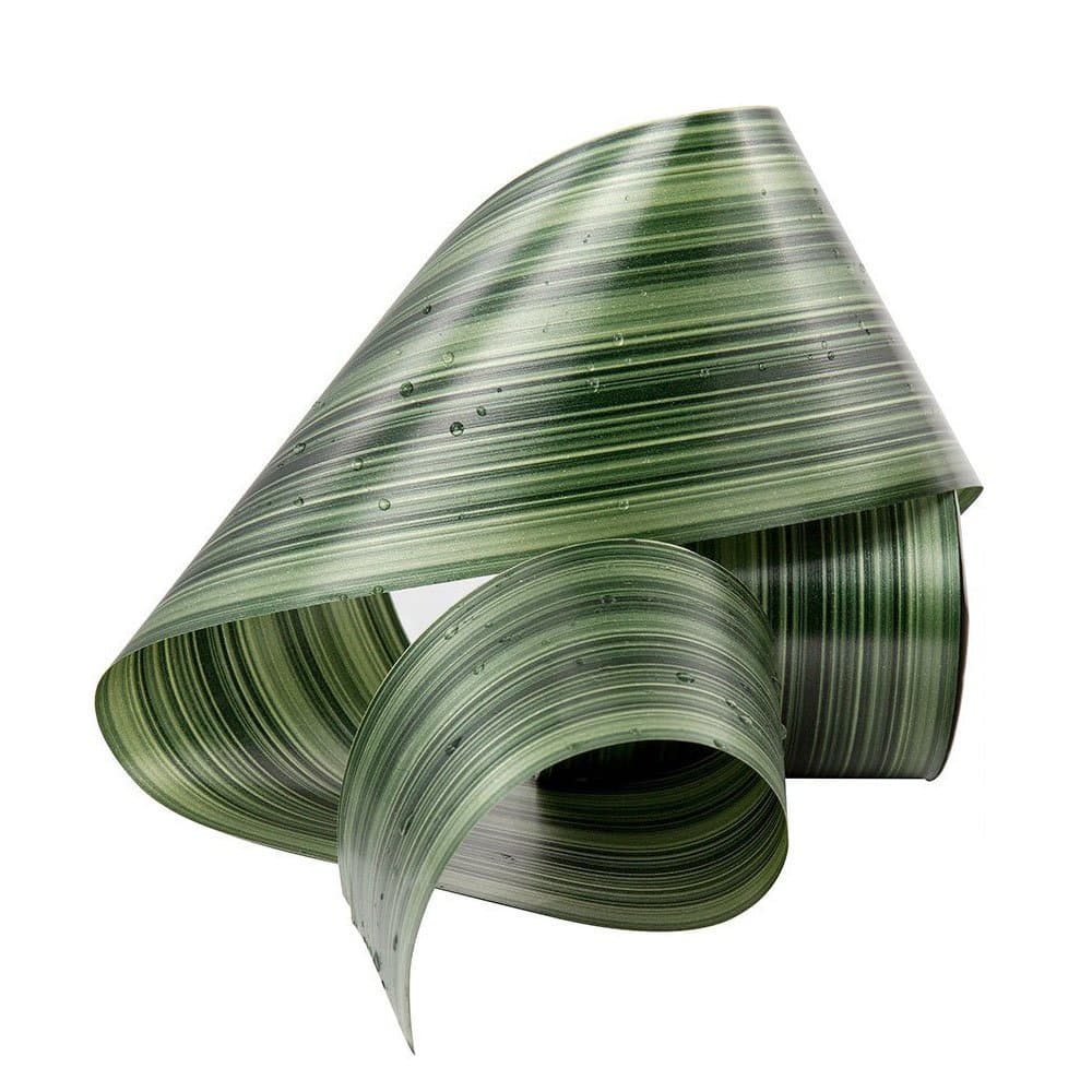 Green Aspidistra Ti Leaf Pattern Poly Satin Waterproof Ribbon 4" (#100) Floral Craft Decoration, 50 Yard Roll (150 FT Spool) Bulk
