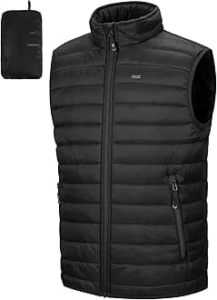 33,000ft Men's Lightweight Gilet, Packable Quilted Puffer Padded Vest Outerwear, Body Warmer Windproof Sleeveless Jacket for Golf Running Hiking Horse Riding