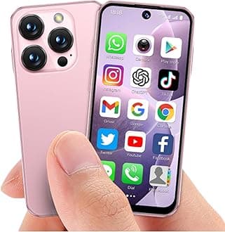 Mini Phone World's Smallest Mini Smartphone with 3.88'' HD Screen Android Unlocked Face ID 2G+16G Quad Core Dual Sim Mobile Phones for Student Best Gift for Kids (Pink)