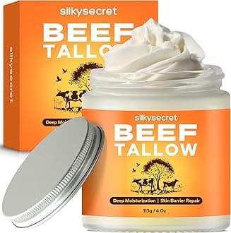 Beef Tallow for Face & Body (4 Oz), Grass-Fed Beef Tallow & Raw Wild Honey Blend, Deep Nourishing Tallow Balm for All Skin Types