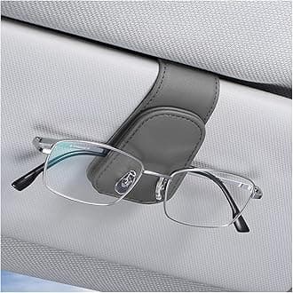 Sunglasses Holders for Car Sun Visor, Leather Eyeglasses Hanger Mounter, Magnetic Glasses Holder and Ticket Card Clip, Auto Interior Accessories Universal for SUV Pickup Truck