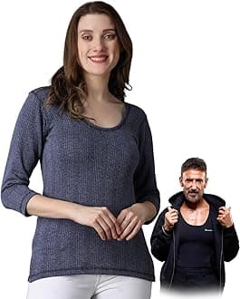 Wearslim® Women's Winter Warmer Thermal Vest 3/4 Sleeves Ultra Soft Scoop Neck Winter Inner Wear Top Johns Underwear