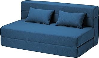 Folding Sofa Bed with Pillows- Convertible Chair Floor Couch & Sleeping Mattress, Foldable Memory Foam Sleeper for Living Room/Dorm/Guest Room/Home Office/Apartment/Loft, Full, Navy Blue