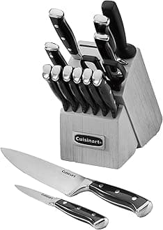 Cuisinart C77BTR-15P Classic Forged Triple Rivet, 15 Piece Set, Black/Grey