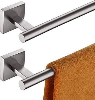 KOKOSIRI Towel Holder Bathroom Accessories Towel Bar for Bath Kitchen Necklace Holder 24 Inch, 2 Pack Brushed Nickel Stainless Steel B4005BR-L24-P2