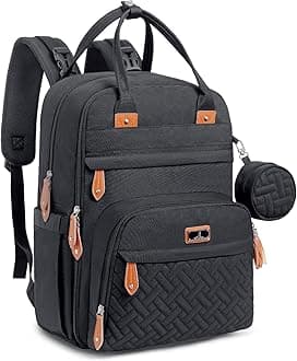 BabbleRoo Diaper Bag Backpack - Baby Essentials Travel Tote - Multi Function Water Resistant Diaper Bag, Travel Essentials Baby Bag with Changing Pad, Stroller Straps & Pacifier Case - Unisex, Black