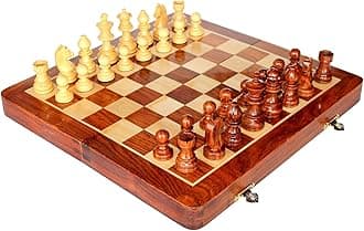 Wooden Chess Board Game Set with Wooden Magnetic Chess Pieces (12" X 12" Inches)
