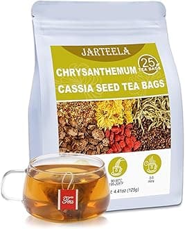 Jarteela - Chrysanthemum Cassia Seed Tea Bags - 5g x 25 Count - Chrysanthemum Blend Herbal Tea with Goji Berry, Burdock Root, Honeysuckle, Osmanthus - Support Overall Health