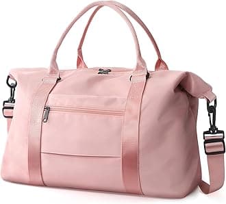 Travel Duffel Bag, Waterproof Weekender Bag, Carry On Tote Bag for Women, Duffel Bag Sports Gym Bag, Labour Hospital Bag, Overnight Bag with Trolley Sleeve, 01 Coral Pink, Travel Bag