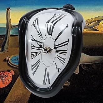 Melting Clock, Salvador Dali Watch Melted Clock for Decorative Home Office Shelf Desk Table Funny Creative Gift, Black