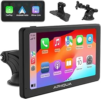 2024 Newest Wireless Portable Carplay and Android Auto,Carplay Screen for Car with Mirror Link/Bluetooth 5.0/AUX/FM,7‘’Carplay Box with Detachable Sunshade for All Vehicles