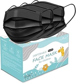 Disposable Kids Masks for Protection Breathable Colorful Black Cute Facemasks for Children